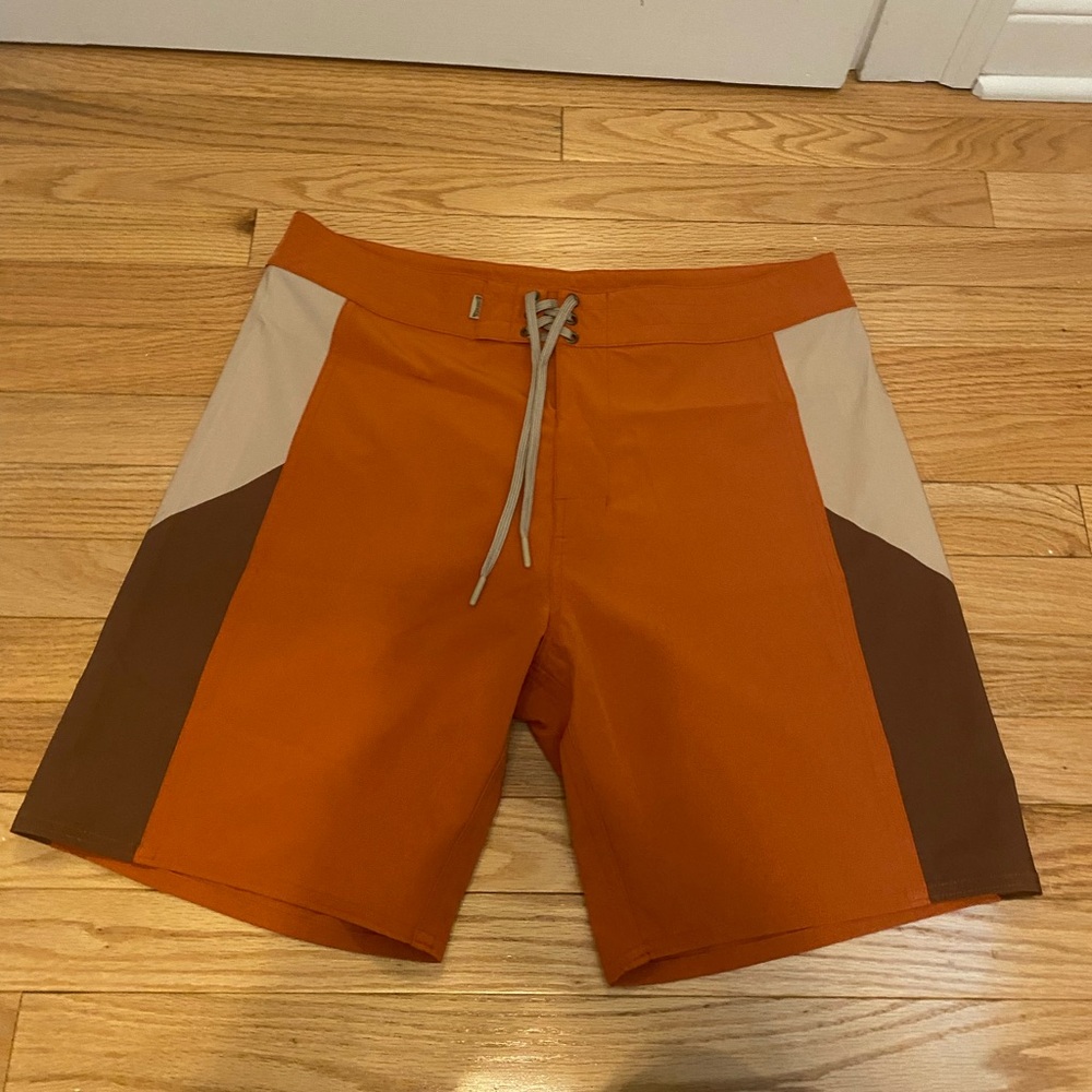 Birdwell Orange and Brown Men's Swim Shorts